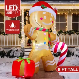 Decorações de Natal Ao Ar Livre Infláveis Gingerbread Man Boneca Decoração Com Led Feriado Quintal Gramado Jardim Festa À Prova D 'Água Presente 231216