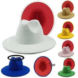 berretto da uomo Fedora con fondo rosso Jazz s Cowboy per donna e uomo Cappello a cilindro doubleface colorato intero 2207182663