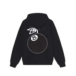 Designer masculino e feminino moletom de alta qualidade pulôver preto número 8 manga comprida solto casaco de algodão dados moletom com capuz hip hop moda de rua