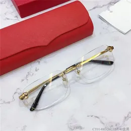 デザイナーの眼鏡フレームメンズレディースレポードシェイプリムレス光学フレーム最高品質のクエアブランドデザイナー処方メガネ259p