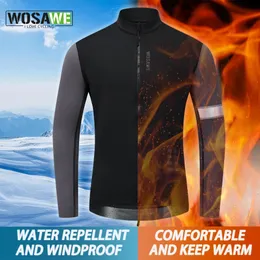 Cykeljackor Wosawe Men Winter Thermal Cycling Jacket Cykelrockcykelkläder Långärmad Cycling Jerseys Ciclismo Racing Jackets 231216