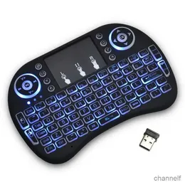 Keyboards i8 Wireless Keyboard Backlight Air Mouse Remote Control Touchable Handheld for Smart TV Box Desktop PC 7 Color English Russian R231216