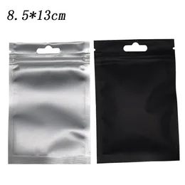 Mat Siyah Mylar Clear Plastik Paket Torba 8 5 13cm Isı Sızdırmaz Alüminyum Folyo Paketleme Çantası Fermuarı Üst Paket Çantası 100pcs Lot3060