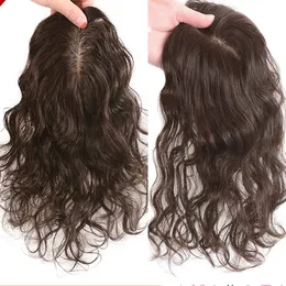 Parrucche di pizzo Donne traspiranti Capelli Toupee Base della pelle Capelli umani ricci scuri Topper Pezzi di capelli umani vergini Capelli castani 231215