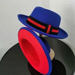 Fedora Fedora bicolore per nero fondo rosso feltro bombetta jazz perfomance wo e cappello da chiesa da uomo341e