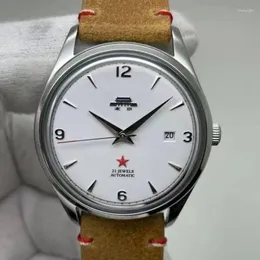 腕時計の北京ウォッチヴィンテージミニマリストダイヤルサファイアファッションビジネスバウハウスレッドスター21jewels自動メカニカル