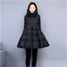 Mulheres para baixo parkas mulheres para baixo parkas mulheres jaqueta de inverno solto plus size casacos manto moda a linha grossa outwear feminino quente parque dhx8z