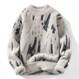 Mens Sweaters Kış Harajuku Mink Kashmere Sweater Erkekler Yarım Belvek Hip Hop Üst Kalite Çeken Homme Kalın Sıcak Külot 231216