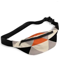 Waist Bags Orange Black Rhombus Triangle Geometry Packs Shoulder Bag Unisex Messenger Casual Fashion Fanny Pack For Women