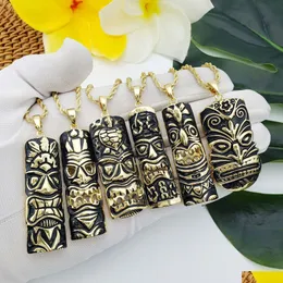 Anhänger Halsketten Hawaiian Tribal Style Black Drip Oil Tiki Halskette Polynesian Totem Schmuck Drop Lieferung Anhänger Dhjln