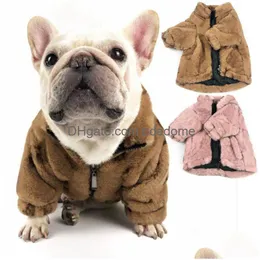 温かい犬ジャケットデザイナーペット服ソフトアパレル昇華プリント古い花のペット冬コート小犬フランスのビルドッグクリームx dhojw