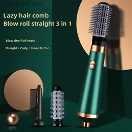 Elektrisk hårtork 3 i 1 multifunktionell hårtorkkam jon hår fluffig varm luftkam rak curling järnartifakt skönhetssalongverktyg T231216