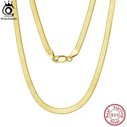 Colares Orsa Jóias Sterling Sier 3mm Ouro Flexível Corrente Plana Herringbone Snake Chain Colar para Mulheres Pescoço Corrente Jóias Sc35