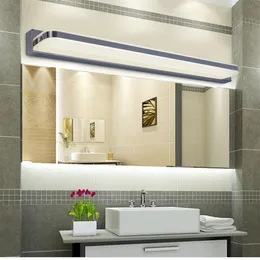 Novo simples banheiro espelho luz led lâmpada de parede do banheiro aço inoxidável lamparas de pared make-up à prova dwaterproof água anti-nevoeiro lamps255e