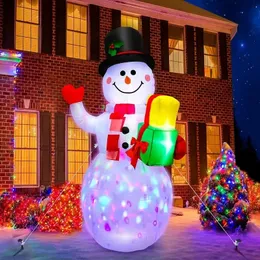 Decorações de Natal Decoração inflável de Papai Noel para casa ao ar livre Xmas Elk puxando trenó decoração quintal jardim festa prop com luz LED 231216