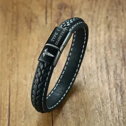 Charme pulseiras tipo 1 diabetes alerta pulseira de emergência lembrar jóias preto couro genuíno 231215