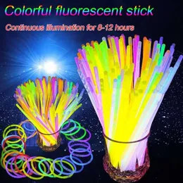 Décoration de fête 100pcs / Pack Fluorescence Light Glow Sticks Bracelets Colliers Néon pour mariage coloré Stick255A