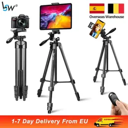 Titulares de telefone Tripod Stand para Tablet de câmera Tripé de alumínio de 152 cm com suporte de controle remoto para o suporte para telefone / iPad / DSLR