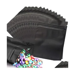 Sacos de embalagem Atacado Preto Resealable Smell Proof Bags Mylar Matte Foil Bolsa Dupla Face Plana Zipper Bag Drop Delivery Office Scho Dhi6Y