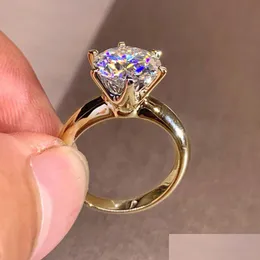 Anéis de casamento Anéis de casamento 3ct diamante anel solitaire mulher sier 925 amarelo ouro noivado 2ct com certificado 230607 entrega direta dhs0m