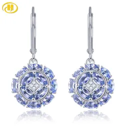 Stud Natuurlijke Tanzanite Sterling Zilver S925 Vrouwen Drop Earring 2,3 Karaat Echte Edelsteen Klassieke Prachtige Stijl Fijne Sieraden