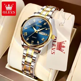 Relojes de pulsera OLEVS, reloj de pulsera para mujer, relojes originales para mujer, resistente al agua, acero inoxidable, reloj de pulsera de cuarzo de lujo para mujer, reloj dorado para hombre 231216