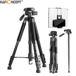 Tillbehör k f koncept bärbart stativ 70 "/177 cm rese stativ utomhus kompakt aluminium videokamera stativ monopod med 3way svivel pan