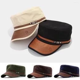 Boinas Vintage Flat Top Hombres Gorra lavada para hombre Béisbol Verano Primavera Hombres Color sólido Protección solar Militar