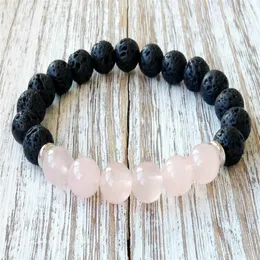 2020 New fashion Rose Quartz Lava Yoga Bracelet Healing Crystals Wrist Mala Beads Chakra Jewelry Natural Stone Womens Yoga Bracele310g