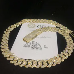 braccialetto collana mossanite Flawless Vvs Diamond Hip Hop Argento sterling 925 Catena a maglie cubane Bracciale con collana cubana in oro ghiacciato 10k 14k 18k