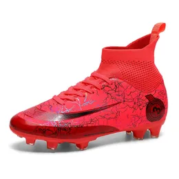 Защитная обувь Мужские высокие футбольные бутсы TF/FG Противоскользящие футбольные бутсы высокого качества Детские прочные и дышащие уличные кроссовки 231216