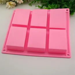 Cake Tools 6 Cavities Handmade Rectangle Square Silicone Soap Mold Chocolate DOOKIES Mould Cake Decorating Fondant Molds289h