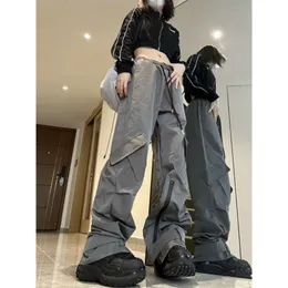 American New Vibe Functional Tooling Hose Damen Y2K Gerade Hohe Hiphop Lose Persönlichkeit Straße Joker Casual Mop Hosen