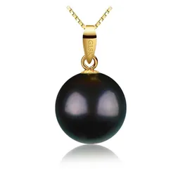 Necklaces Nymph Natural Tahiti Black Pearl 812mm Pure Gold Pearl Jewelry Necklace Pendant Au750 Fine Female Party Gift