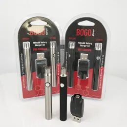 Original BOGO 400mah preheat battery pole plastic packaging 510thread 2pcs a box 3.4v-4.0v