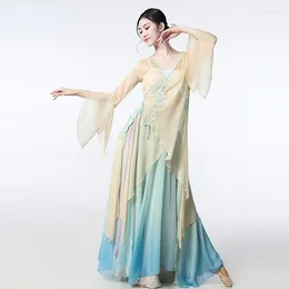 Сценическая одежда, классическая танцевальная китайская народная тренировочная одежда, традиционная национальная одежда для девочек Янко Ханфу, элегантная женская одежда для современных танцев