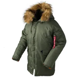 Piumino da uomo invernale N3B piumino da uomo lungo cappotto militare cappuccio di pelliccia caldo bomber tattico esercito coreano parka spesso 231215