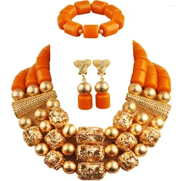 Necklace Earrings Set Fashion Nigerian Wedding African Beads Bridal