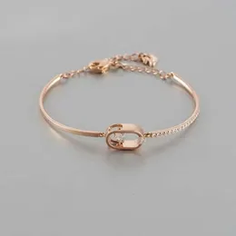 S925 Silber Armband Swarovski Designer Luxus Mode Damen Oval Beating Heart Roségold Weiß Diamant Geschenk Armband für Freundin