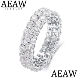 Anéis de casamento Anéis de casamento Aeaw Solid Sier 925 Anel de noivado de luxo Double Fl Enternity Diamond Band para mulheres 230607 Drop entrega Dh3Ih