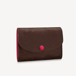 M41939 Rosalie Wallets Women Women Button String Crex Card Prosease Passion Leather Canvas Clutch Coin Pocke Pouch Baceit مع Box244b