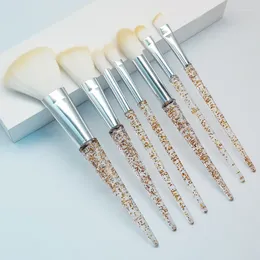 Makeup Brushes Scallion Powder Crystal Handle 7 With Glitter Facial And Eye Fiber Bristles Tools