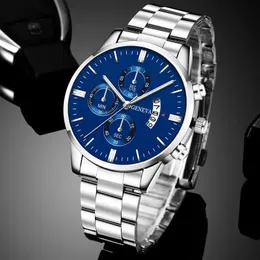 Armbanduhren Luxus Mode Herrenuhren Silber Edelstahl Quarz Armbanduhr Männer Business Männlich Kalender Uhr Reloj Hombre 231216