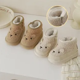 Boots Children 2024 Winter Boys Girls Cute Rabbit Sheep Darm Plush Snow Baby Sofle Sole Sole Disual Cotton Shoes Size 1730 231216