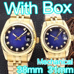 패션 mens 럭셔리 시계 커플 자동 여성 시계 디자이너 골드 세라믹 베젤 운동 31mm 38mm 시계 빛 사파이어 방수 애호가 선물