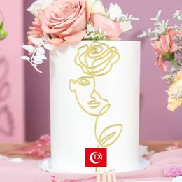 Świąteczne zapasy złota minimalistyczna miłośnik sztuki Rose of Roses Cake Toppers Walentynki Topper do wystroju przyjęcia weselnego