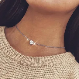 Prachtige Mode-sieraden Glans Zirkoon Liefde Hart Hanger Choker Ketting Vrouwen Collier Kettingen Liefhebbers Sieraden Gift216i