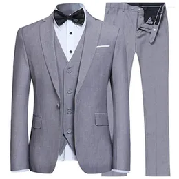 Mäns kostymer skräddarsydd kostym Slim Fit One Button Men Blazer Bridegroom Groomsman Tuxedo (Jacket Vest Pants) Dräkt Homme Terno