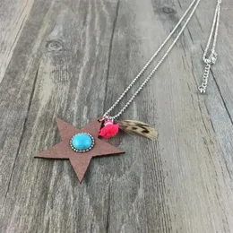 Charms Silver Color Pendant Chain Tiny Star Boho Feather Bijou Simple Layering Bola Tie Necklace
