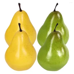 Party Decoration 4 Pcs Artificial Pear Home Accents Decor Simulation Fruit Model Fake Desktop Kitchen Realistic Foam Food